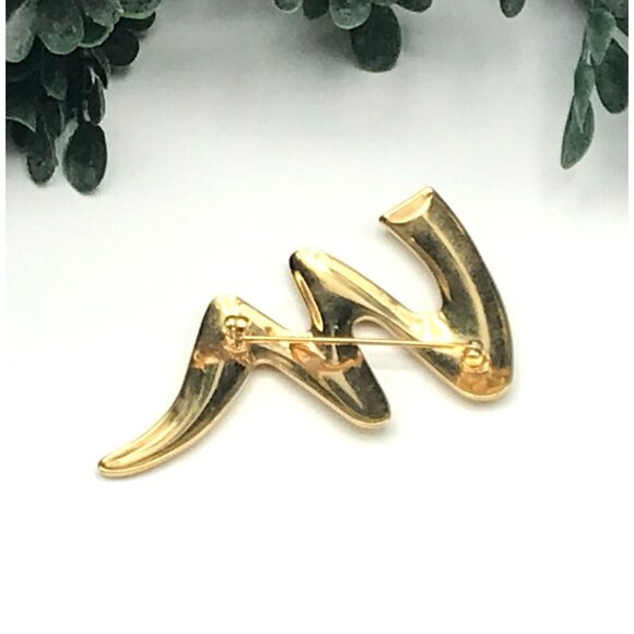 Vintage Style Gold Tone Abstract Pin Brooch zig zag design - Picture 2 of 2